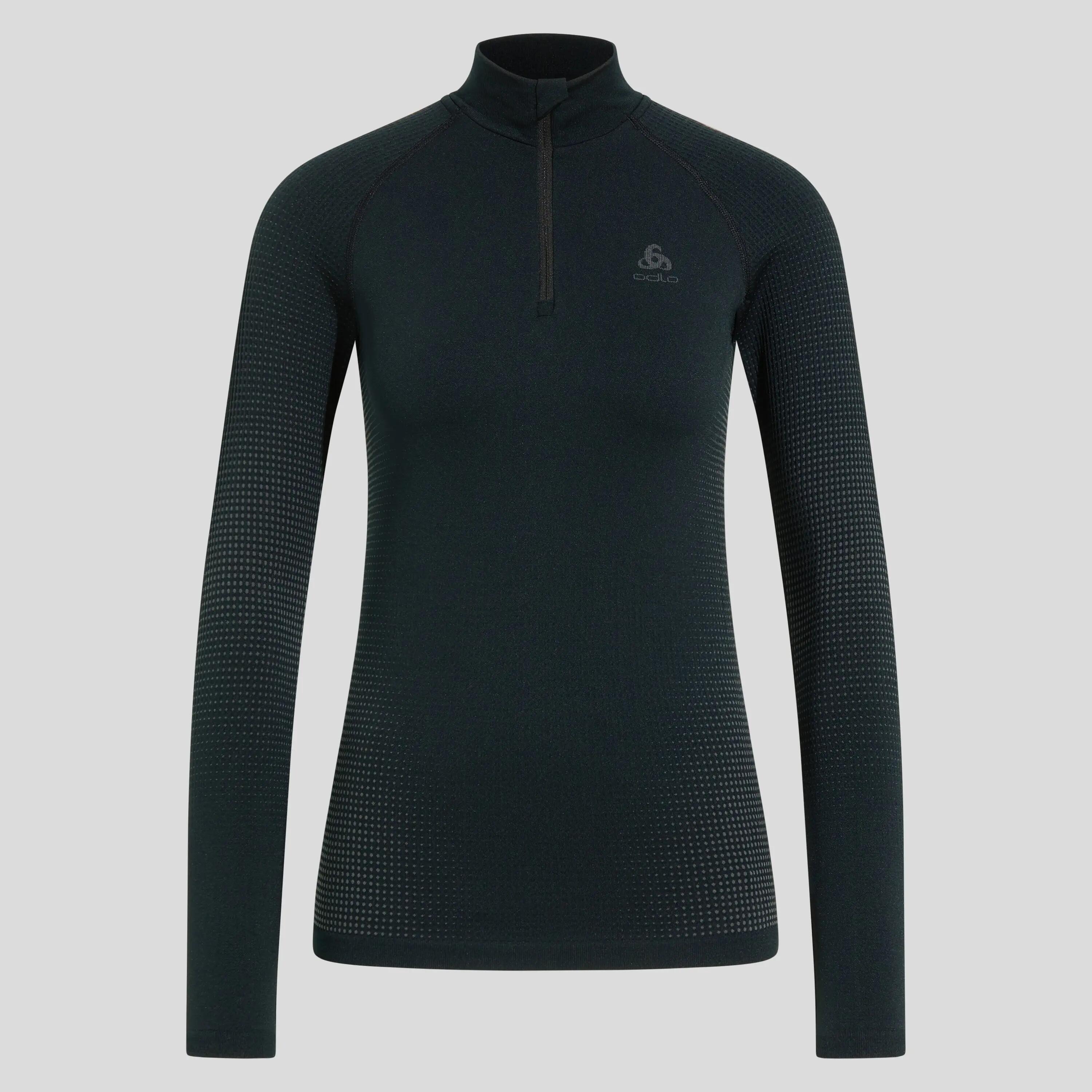 ODLO Shirt Lange Mouwen Halve Rits Performance Warm ECO Thermoshirt ZWART - 3/8