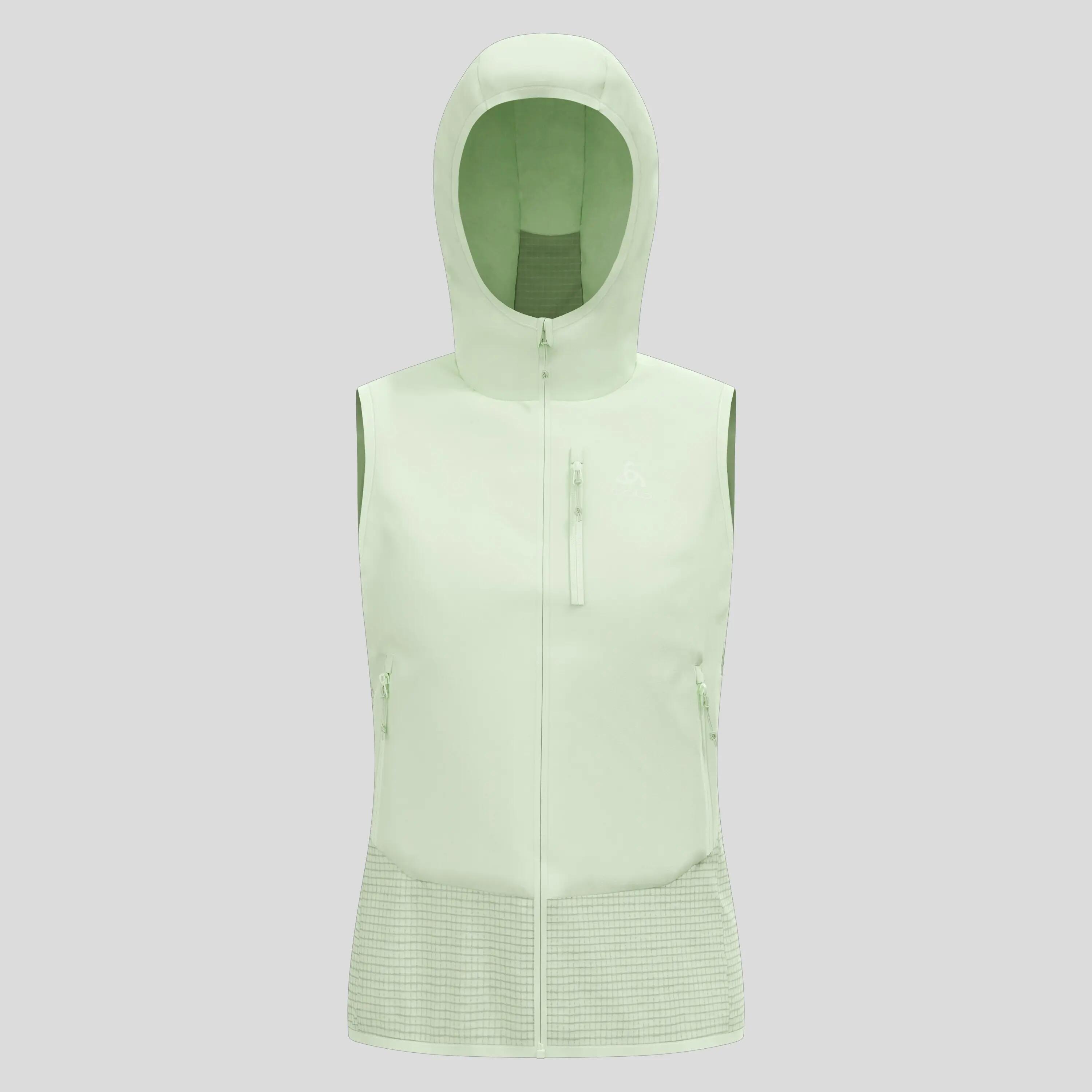 Damen Odlo Ascent Hellgrün Ärmellose Hybrid Jacke 7/8