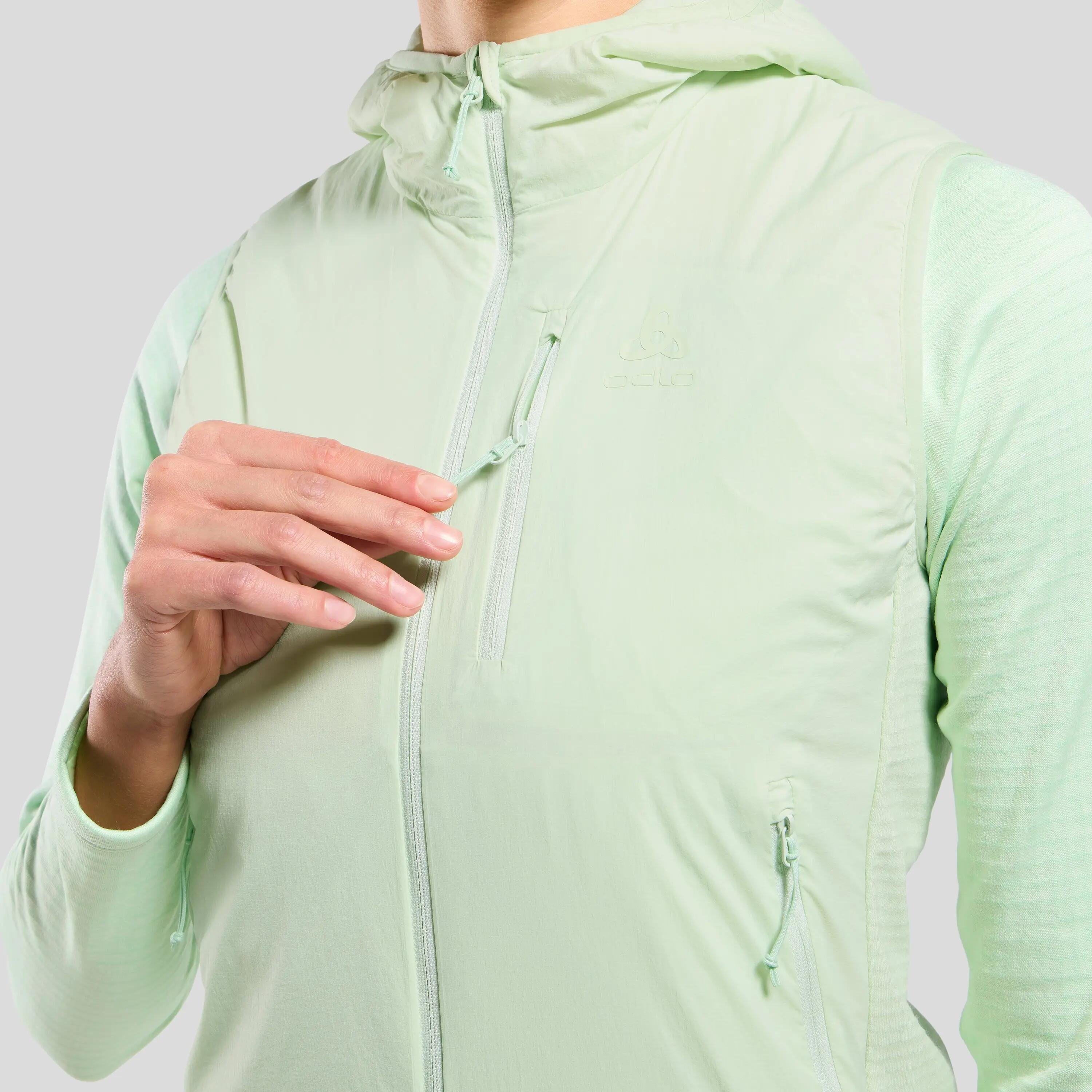 Damen Odlo Ascent Hellgrün Ärmellose Hybrid Jacke 4/8