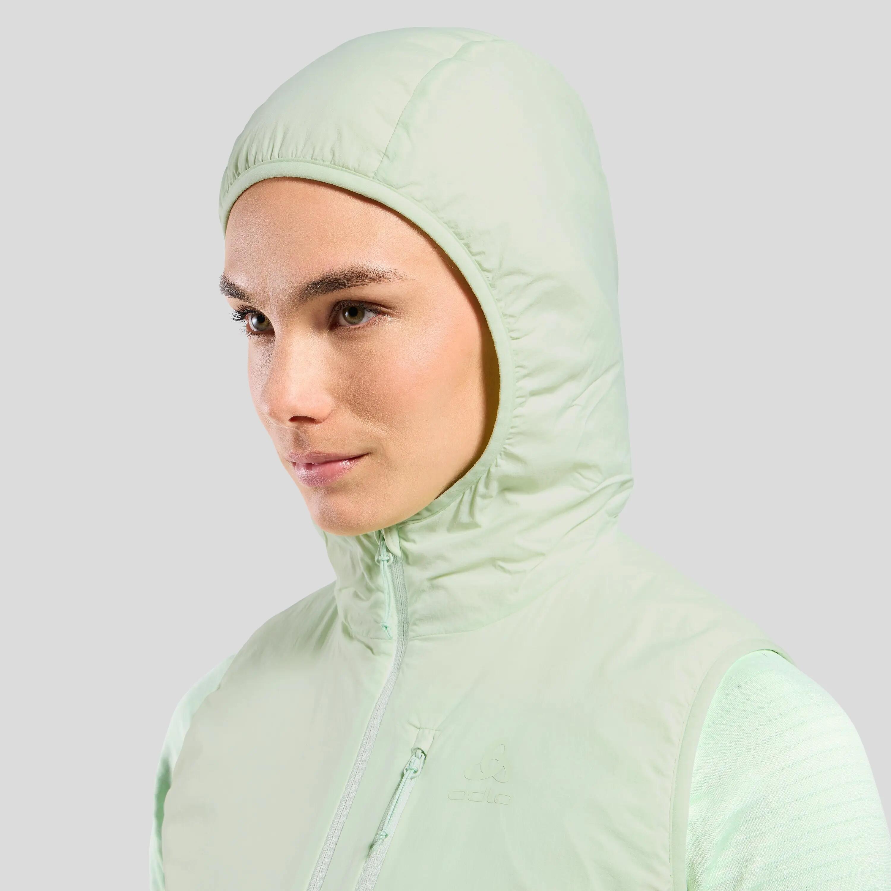 Damen Odlo Ascent Hellgrün Ärmellose Hybrid Jacke 3/8