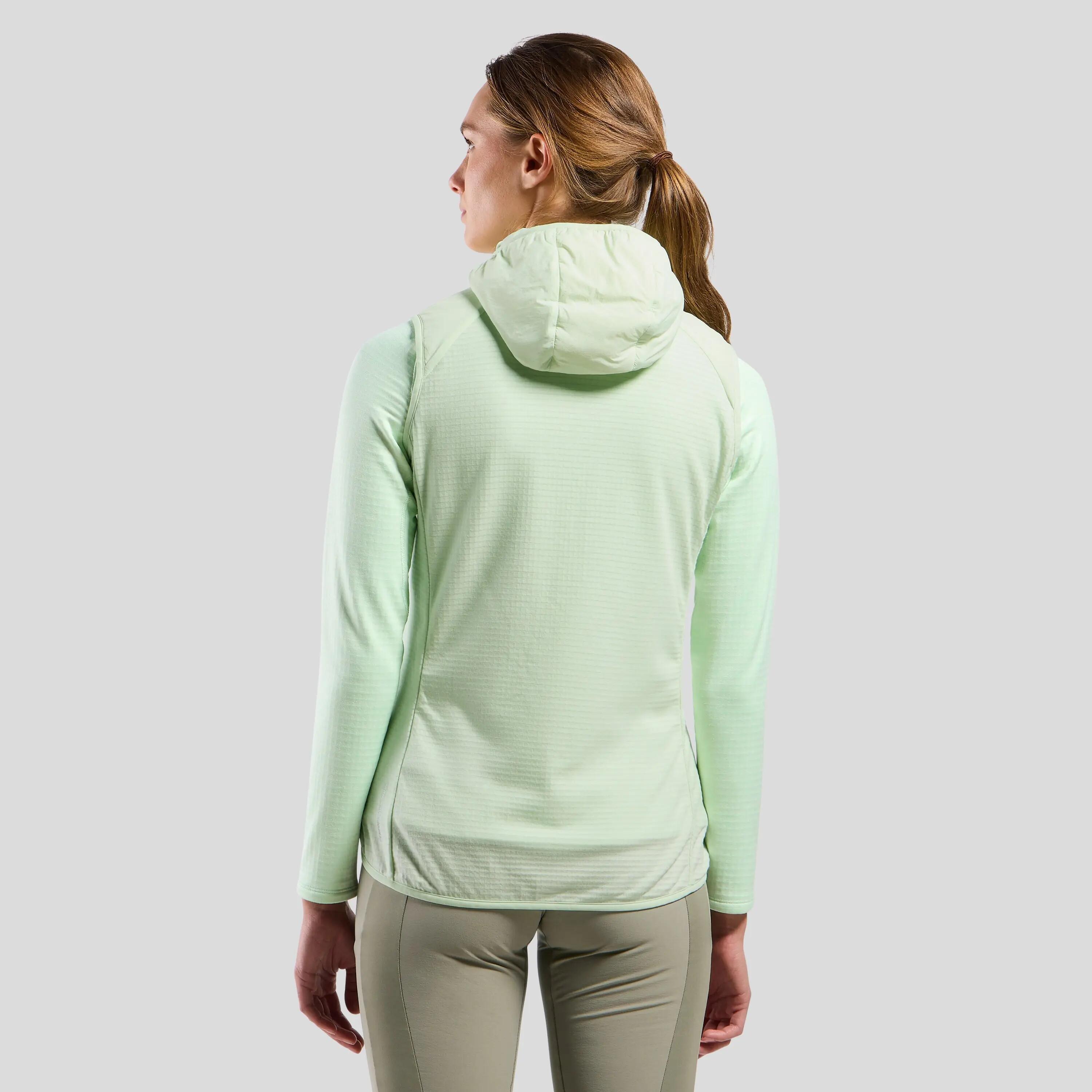 Damen Odlo Ascent Hellgrün Ärmellose Hybrid Jacke 2/8