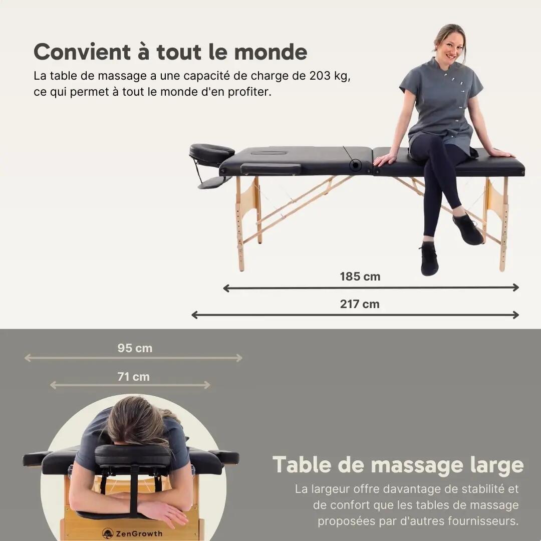 ZENGROWTH Table de massage pliante Economy Liftback Noir 6/8