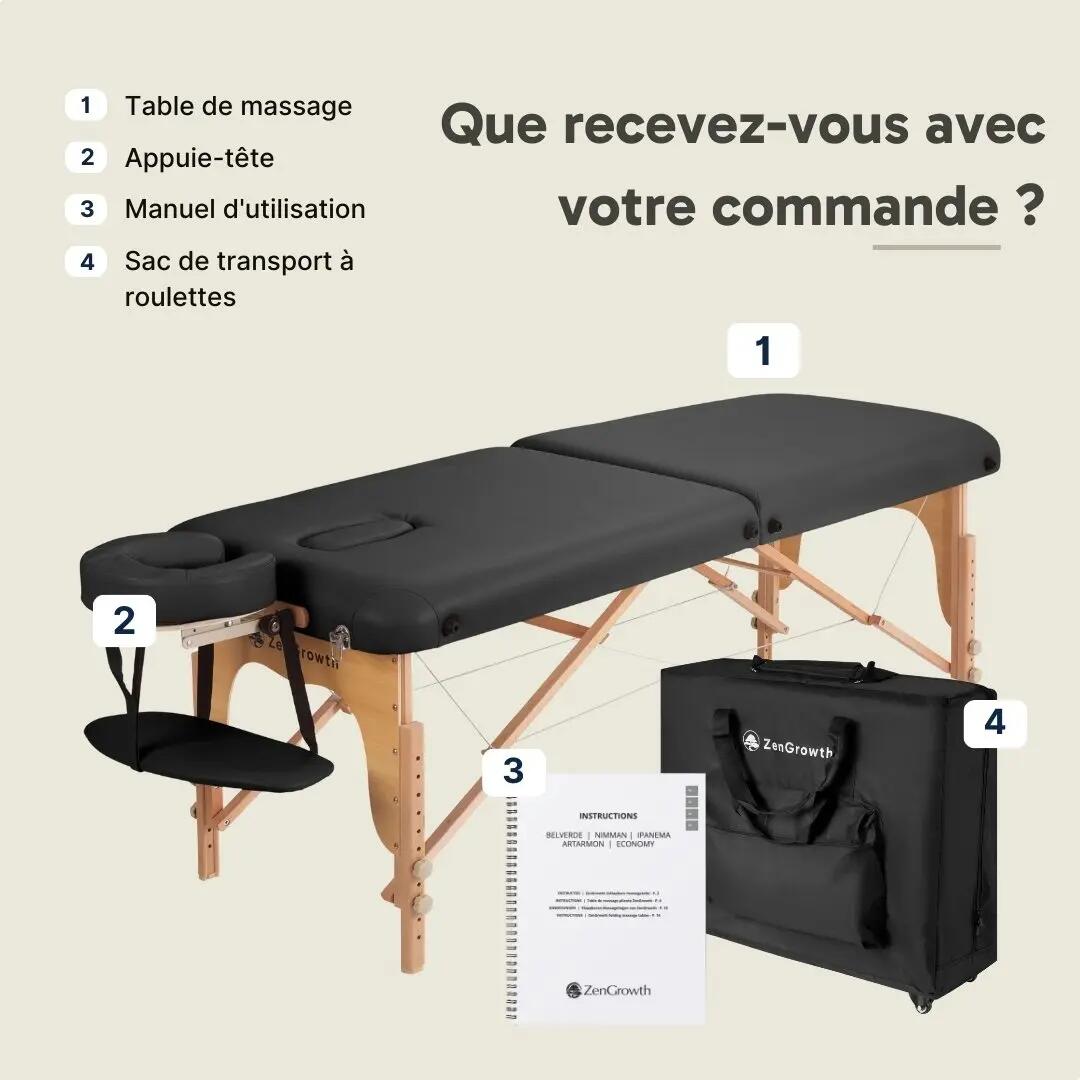 ZENGROWTH Table de massage Gavia Noir 70cm 3/5