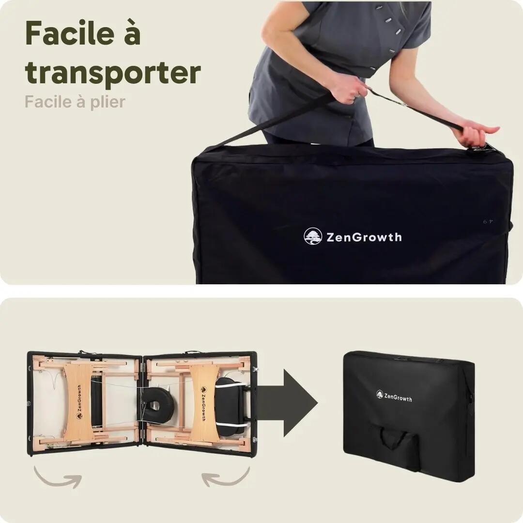 ZENGROWTH Table de massage pliante Economy Liftback Noir 5/8