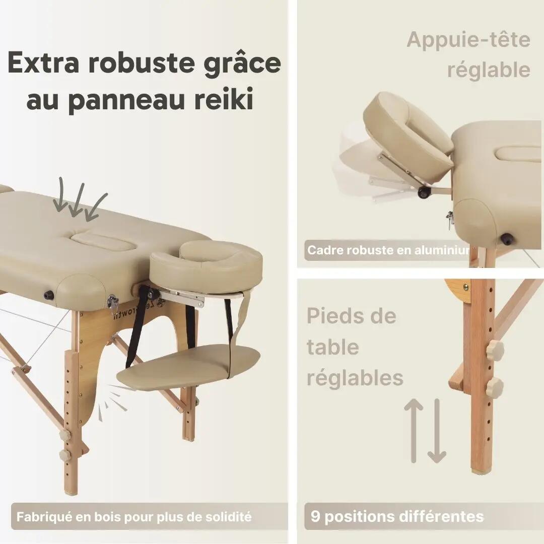 ZENGROWTH Massagetafel Gavia Beige 70cm 3/6