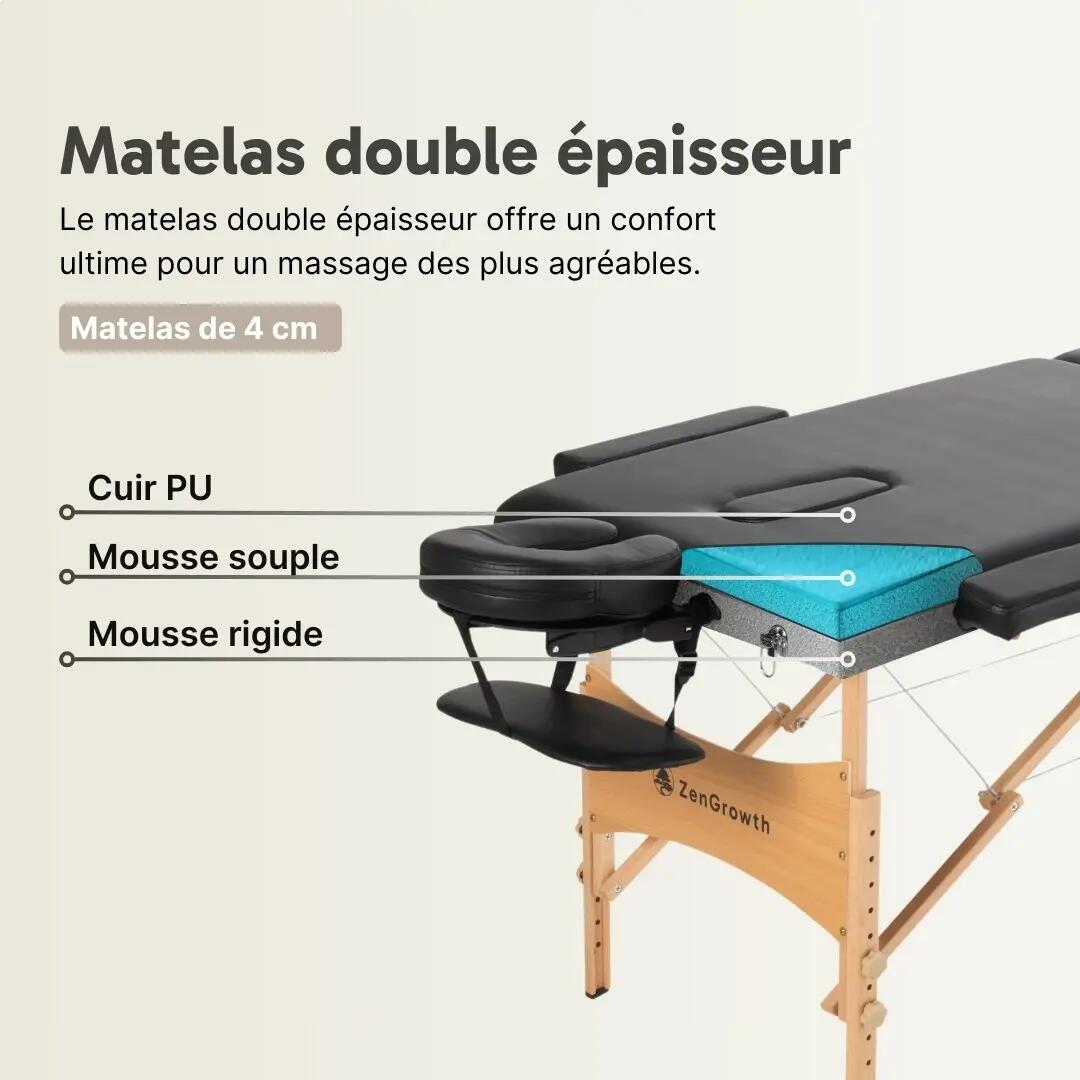 ZENGROWTH Table de massage pliante Economy Liftback Noir 4/8