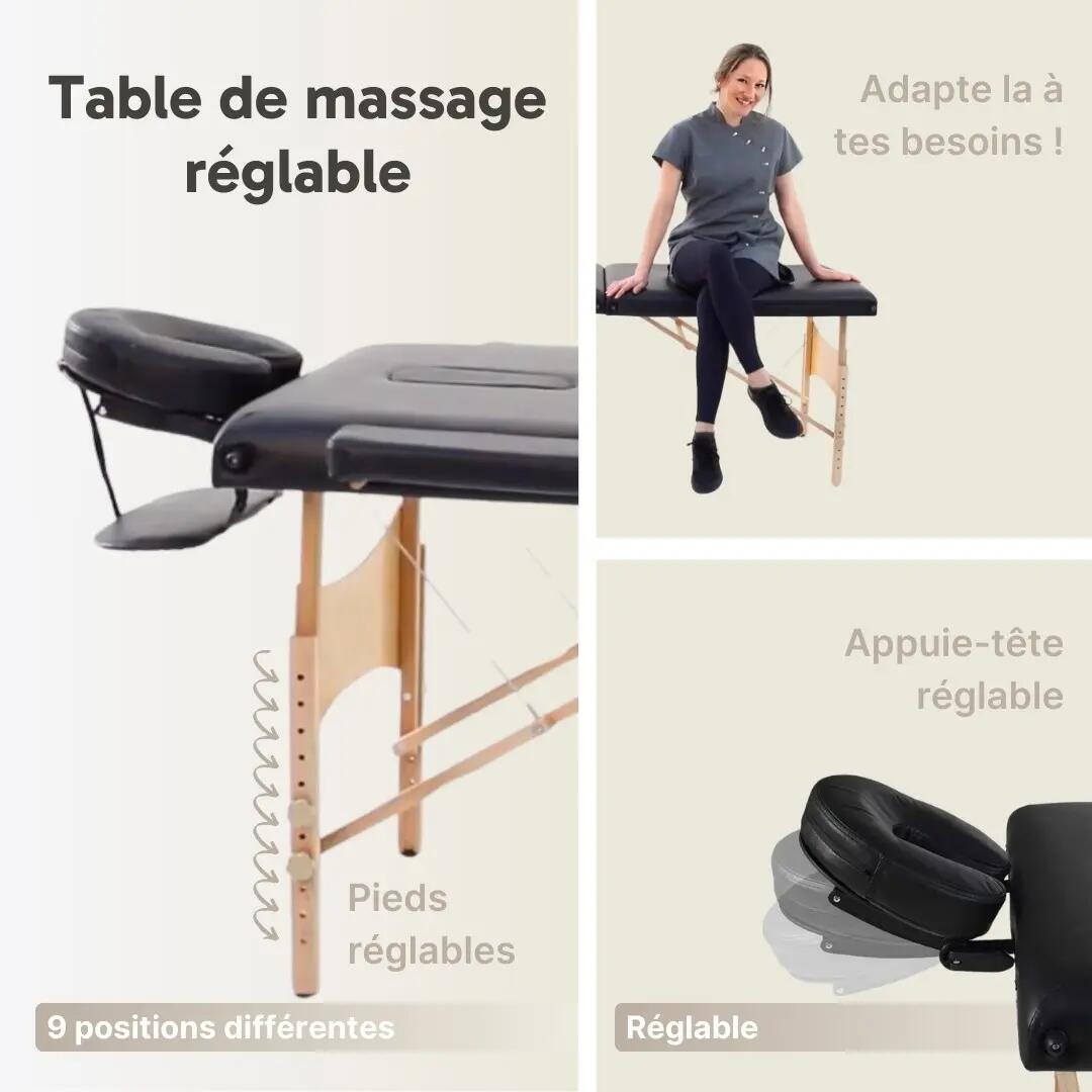 ZENGROWTH Table de massage pliante Economy Liftback Noir 3/8