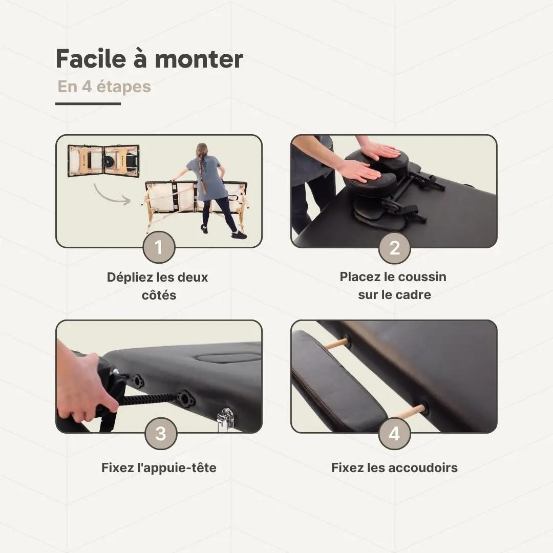 ZENGROWTH Table de massage pliante Economy Liftback Noir 2/8