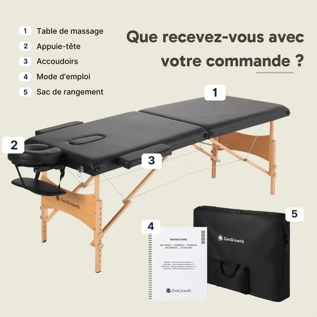 Table de massage noire - ZENGROWTH (mod. Economy) 11/13