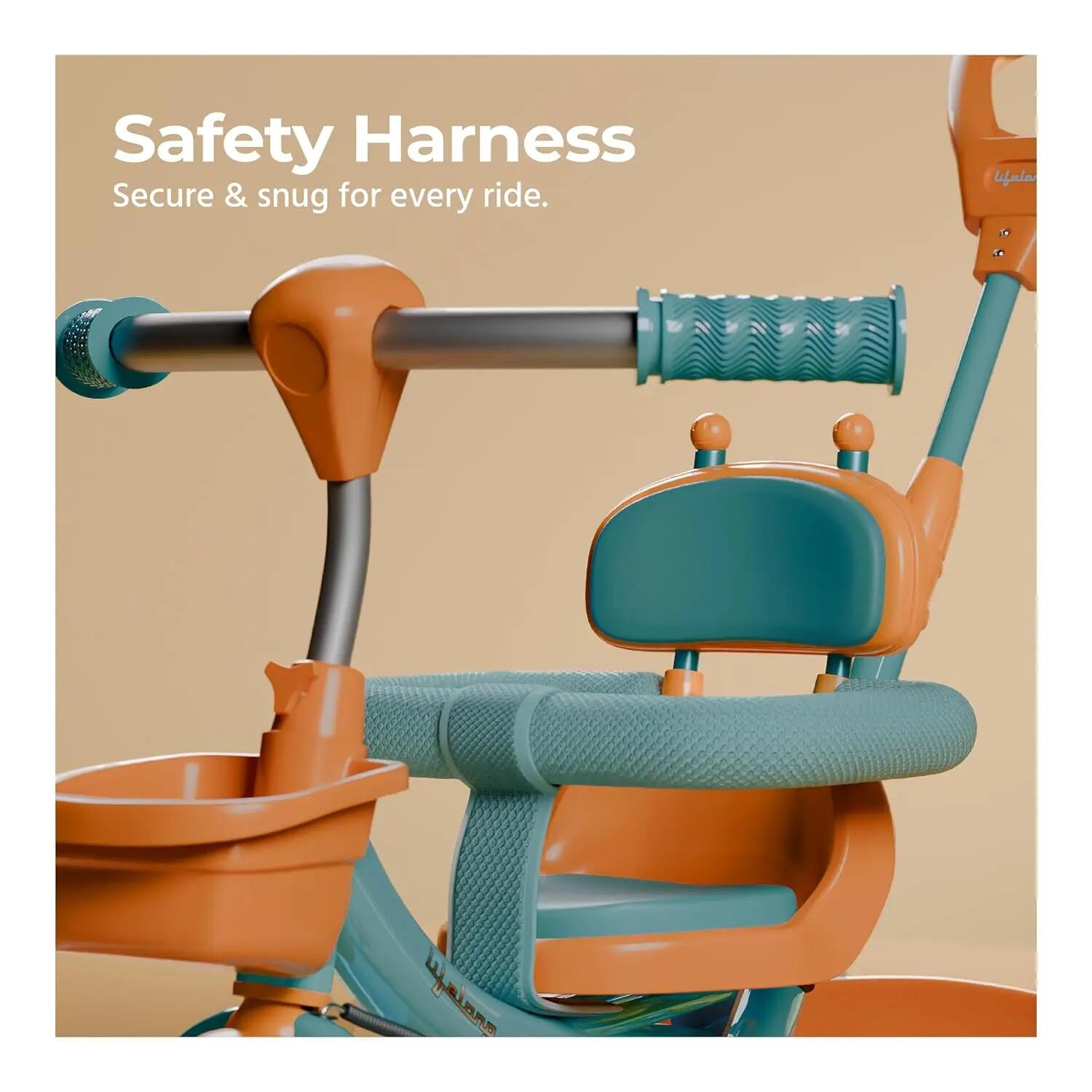 Kids Harness Tricycle | EVA Wheels | Bell and Basket | BIS Certified -  3