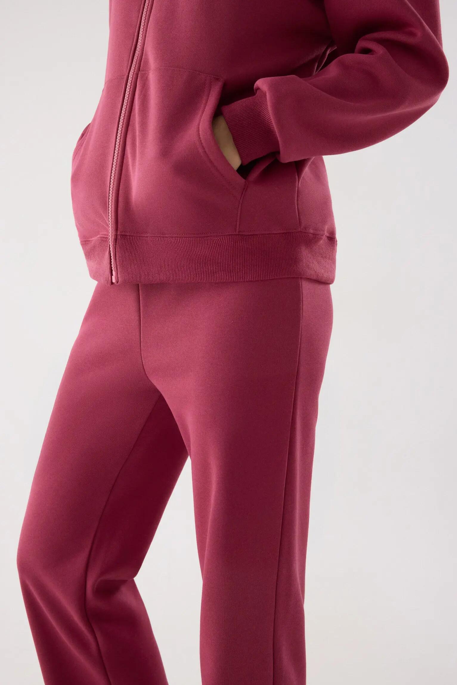 Conjunto de chándal deportivo afelpado chaqueta y pantalón recto rosa 5/6