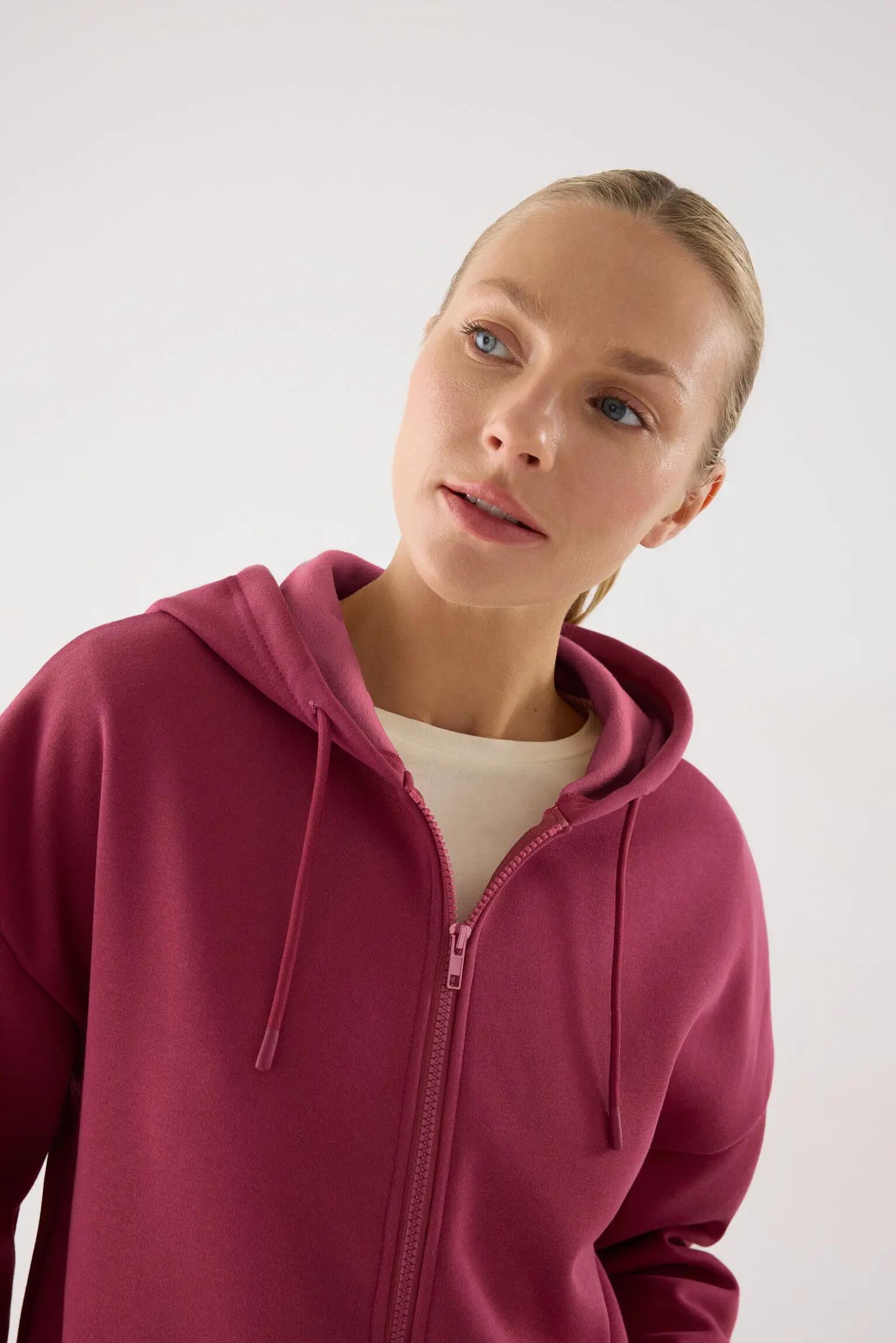 Conjunto de chándal deportivo afelpado chaqueta y pantalón recto rosa 4/6
