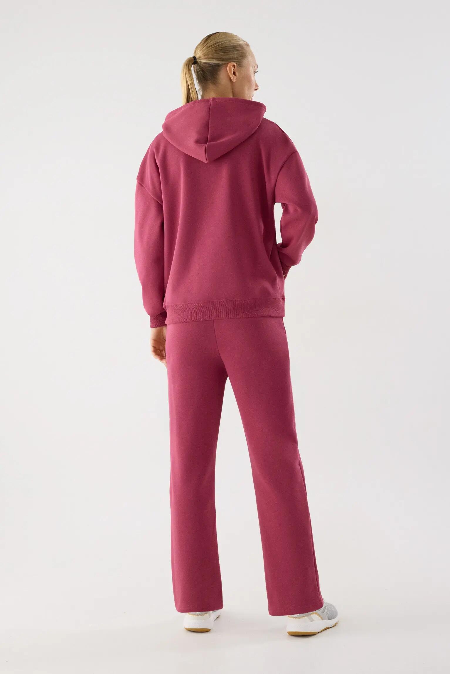 Conjunto de chándal deportivo afelpado chaqueta y pantalón recto rosa 3/6