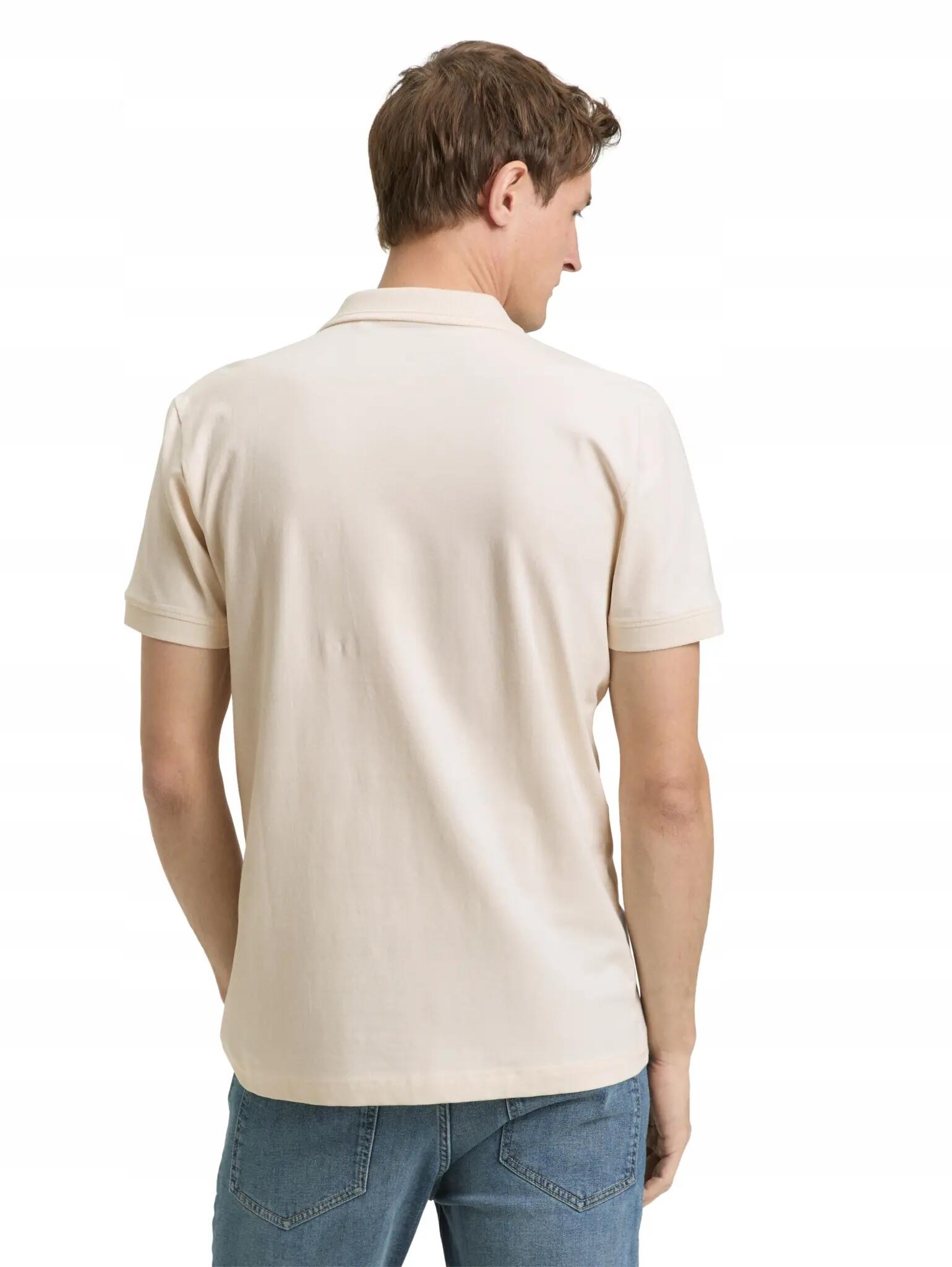 T-SHIRT KOSZULKA POLO MĘSKA TOM TAILOR BAWEŁNIANA GŁADKA KREMOWA 2/9