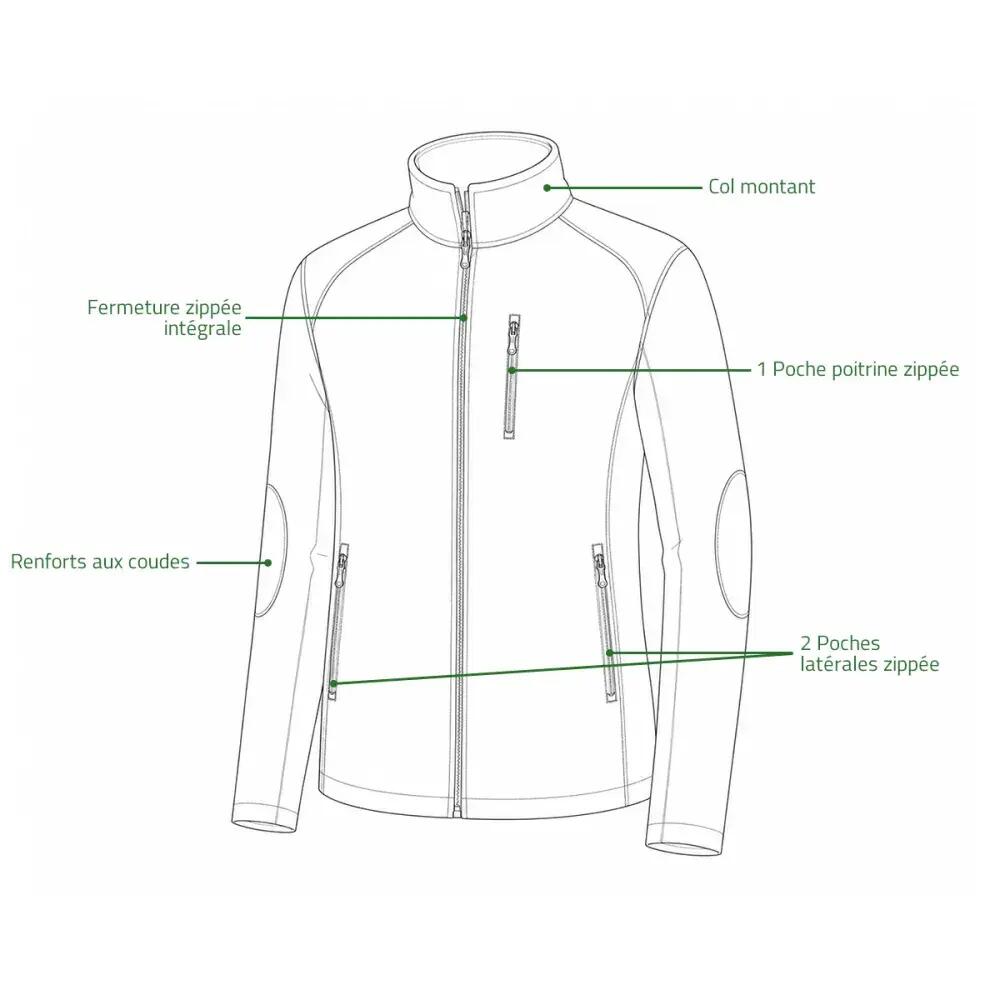 Blouson Polaire Brodé polyester kaki orange taille 3/5