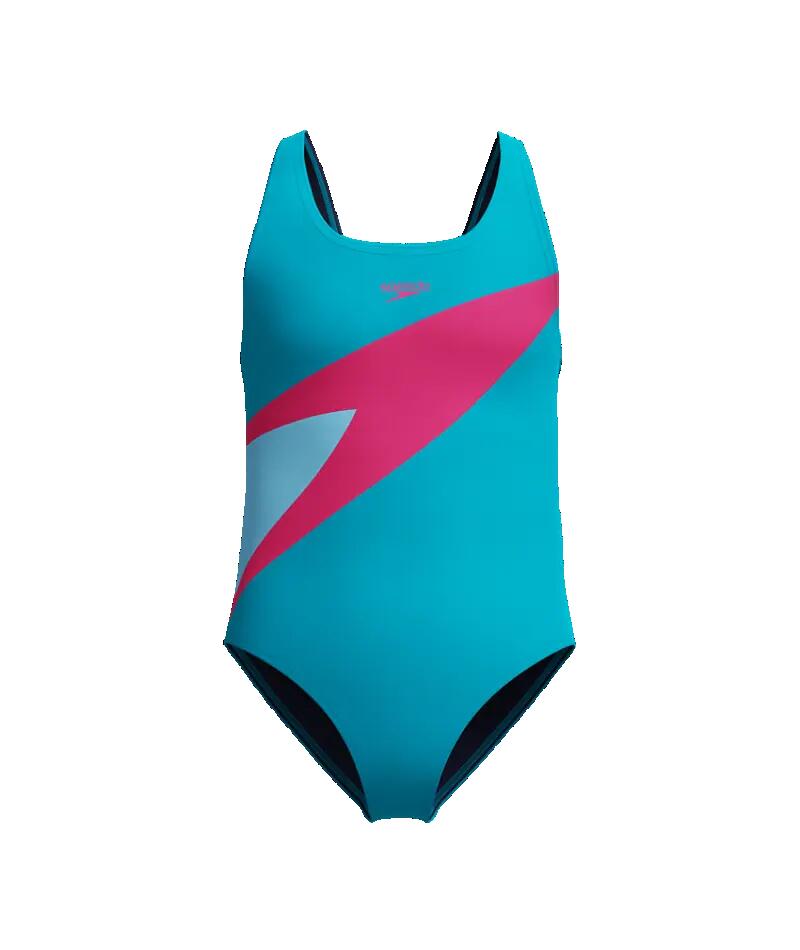 Maillot de bain fille Speedo Hyperboom Butterfly Back turquoise/rose 3/4