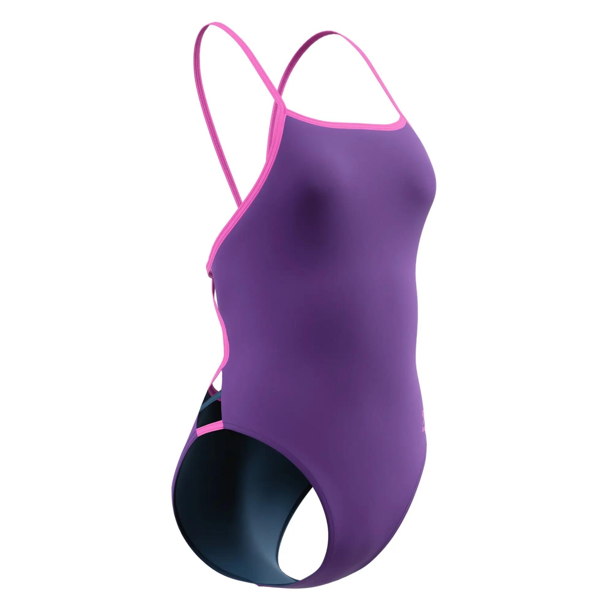Maillot De Bain 1 Pièce Motif/style Bicolore Femme (Violet) 3/5