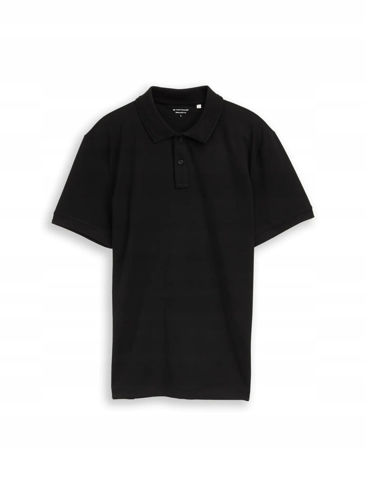 T-SHIRT KOSZULKA POLO MĘSKA TOM TAILOR BAWEŁNIANA GŁADKA CZARNA 5/10