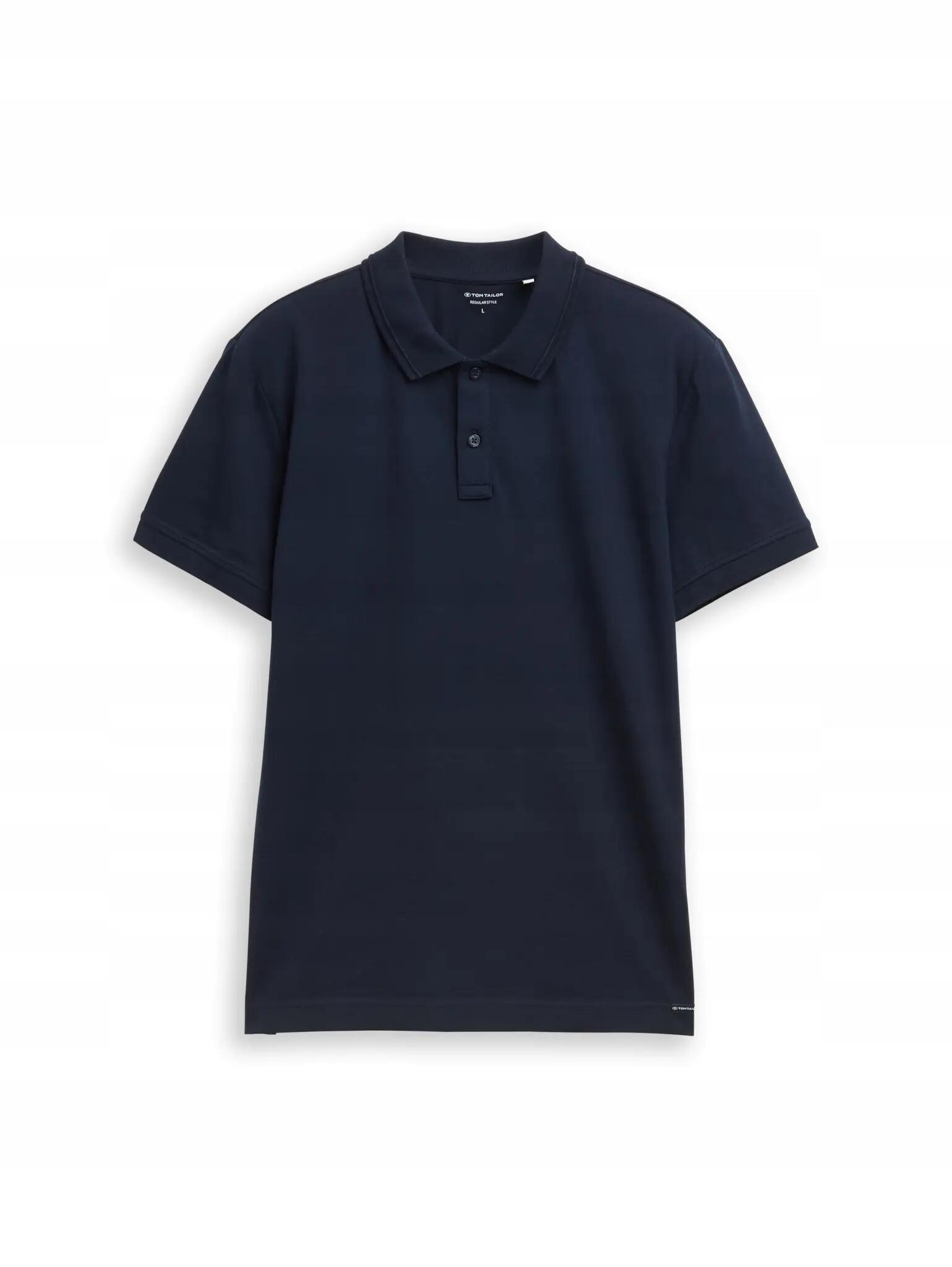 T-SHIRT KOSZULKA POLO MĘSKA TOM TAILOR BAWEŁNIANA GŁADKA GRANATOWA 3/8