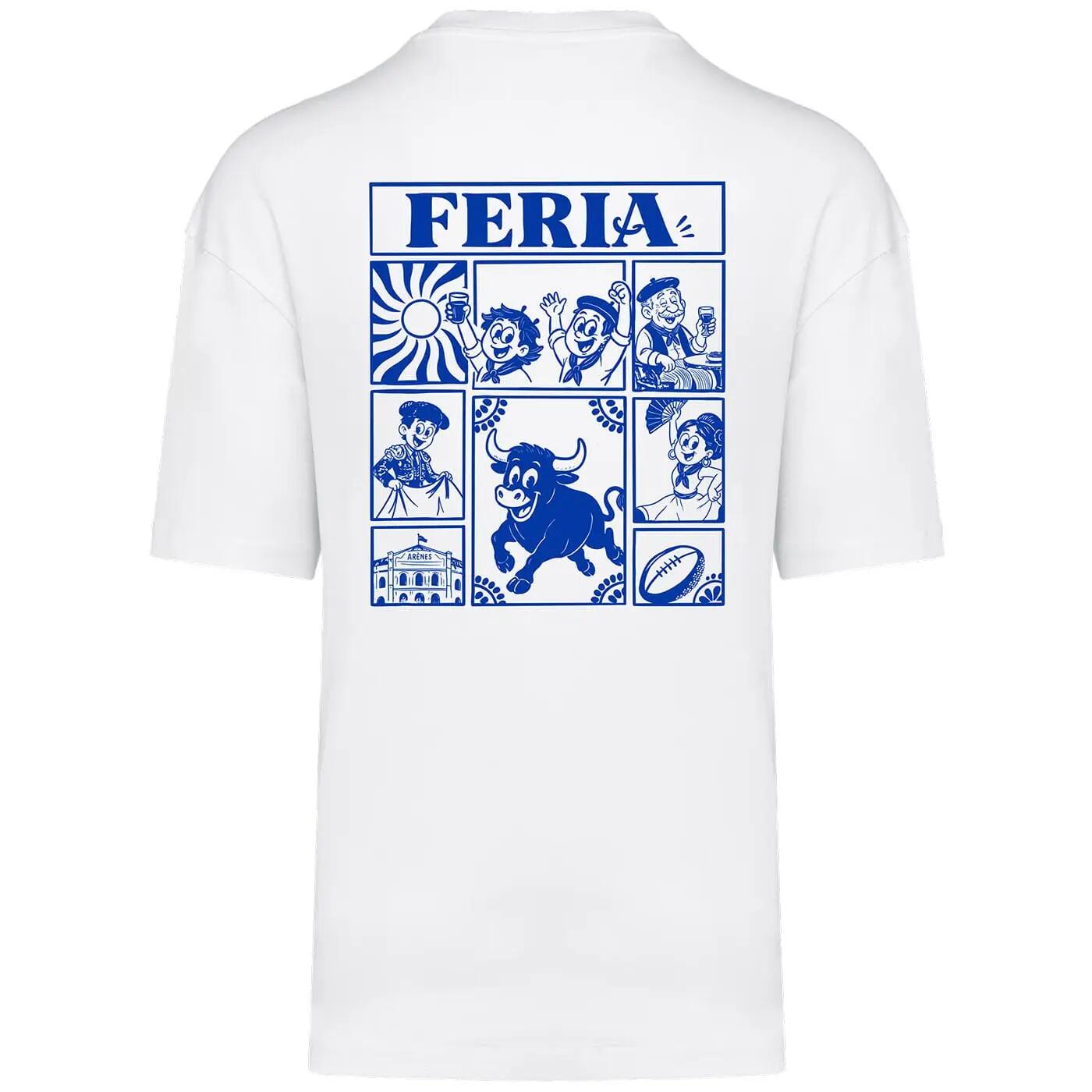 Tricou Oversize Feria Albastru Unisex Alb