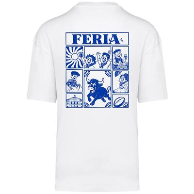 Oversized feria t-shirt blauw unisex wit