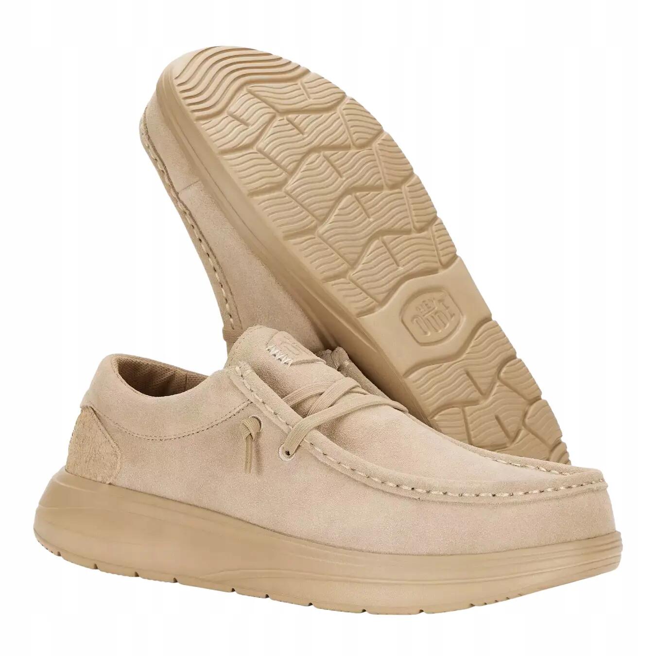 HeyDude Męskie Buty Mokasyny Wsuwane Zamszowe Wally Comf Suede 43 3/4