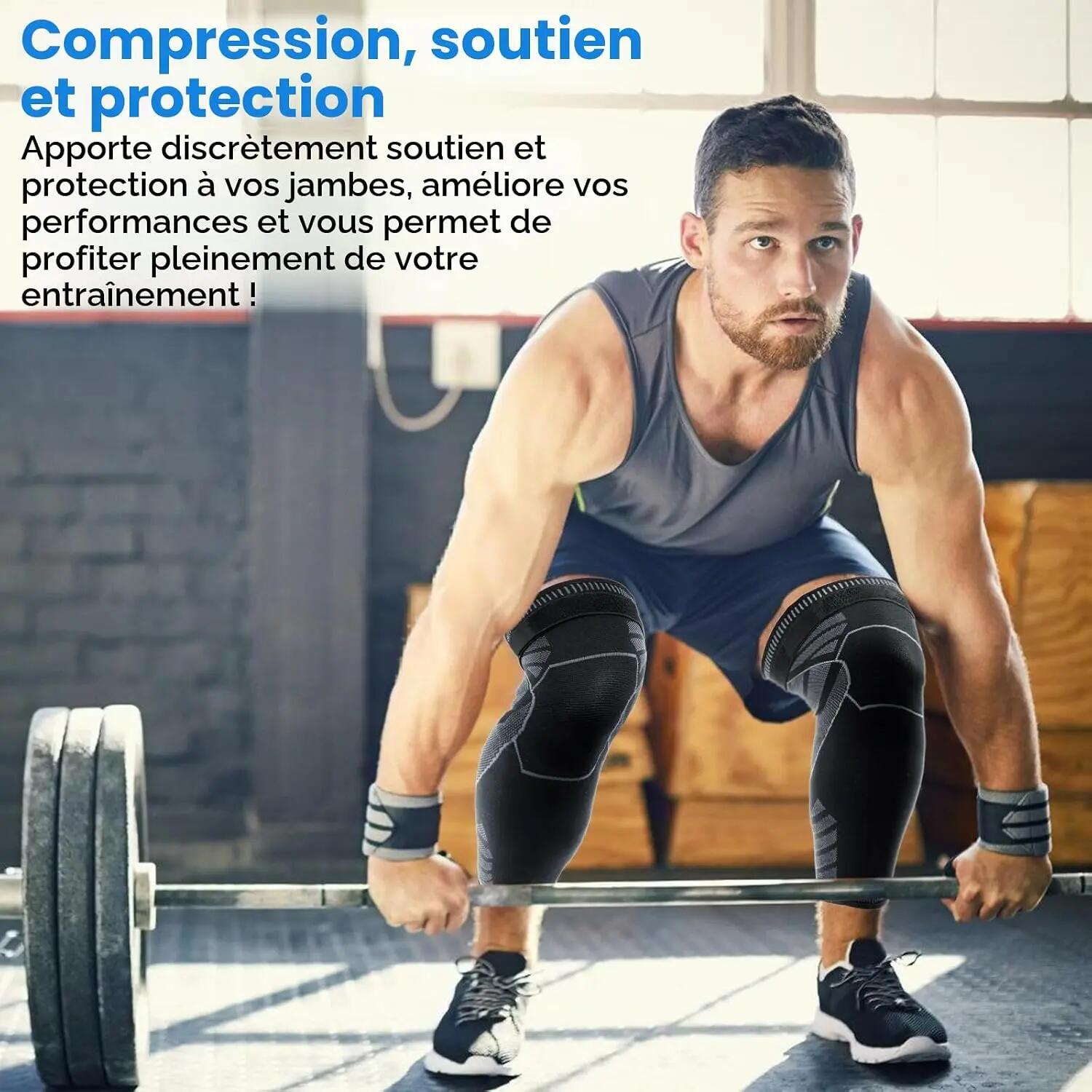 Genouillères de compression, lot de 2, genouillères de sport, genouillères ligam 7/8