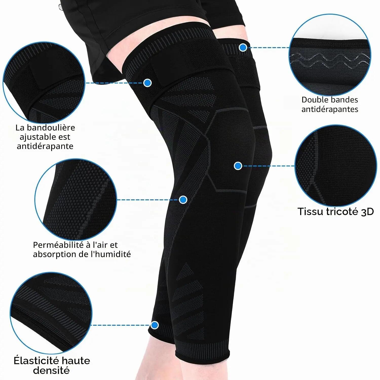Genouillères de compression, lot de 2, genouillères de sport, genouillères ligam 3/8