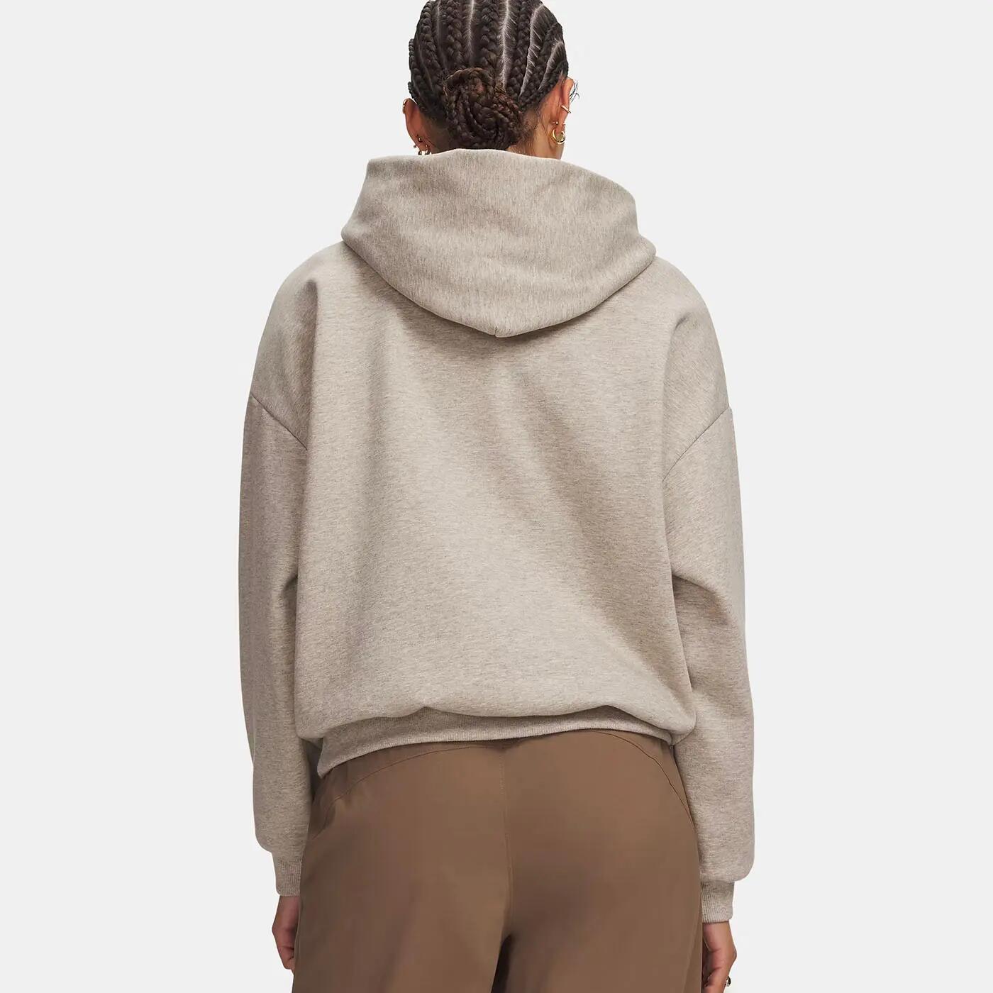 Sweat à capuche pour femme UA Icon Fleece Hoodie Taupe clair chiné 2/3