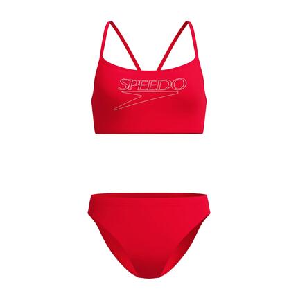 Maillot De Bain 2 Pièces Motif/style Logo Femme (Rouge)