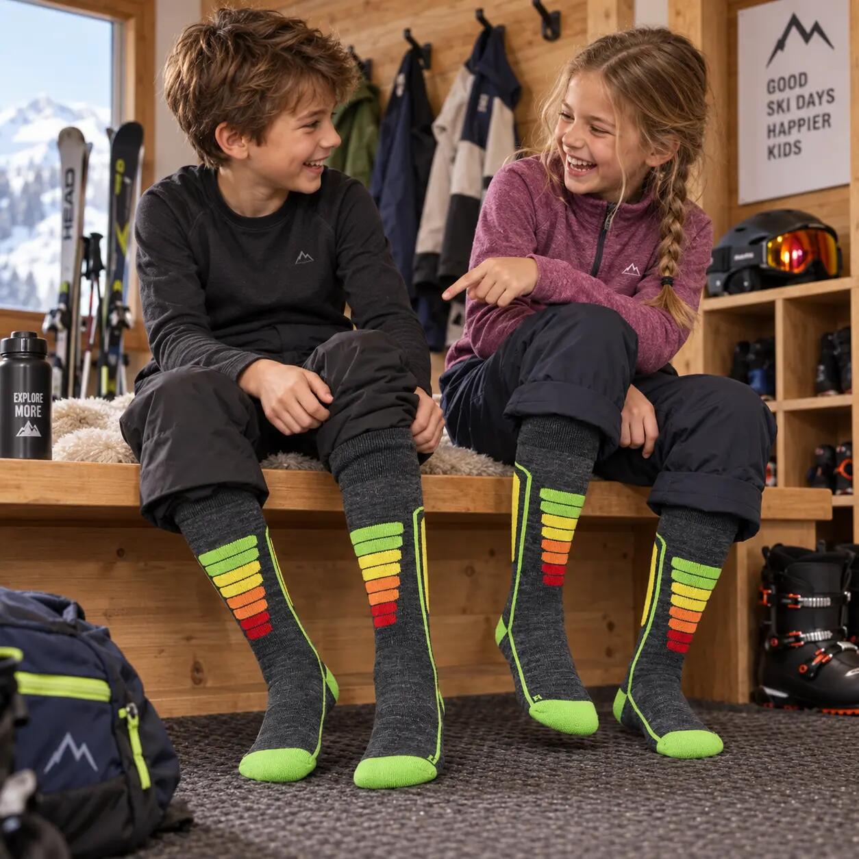 Chaussettes de ski en laine mérinos pour enfants avec amorti -2p-Courchevel Kids 2/5