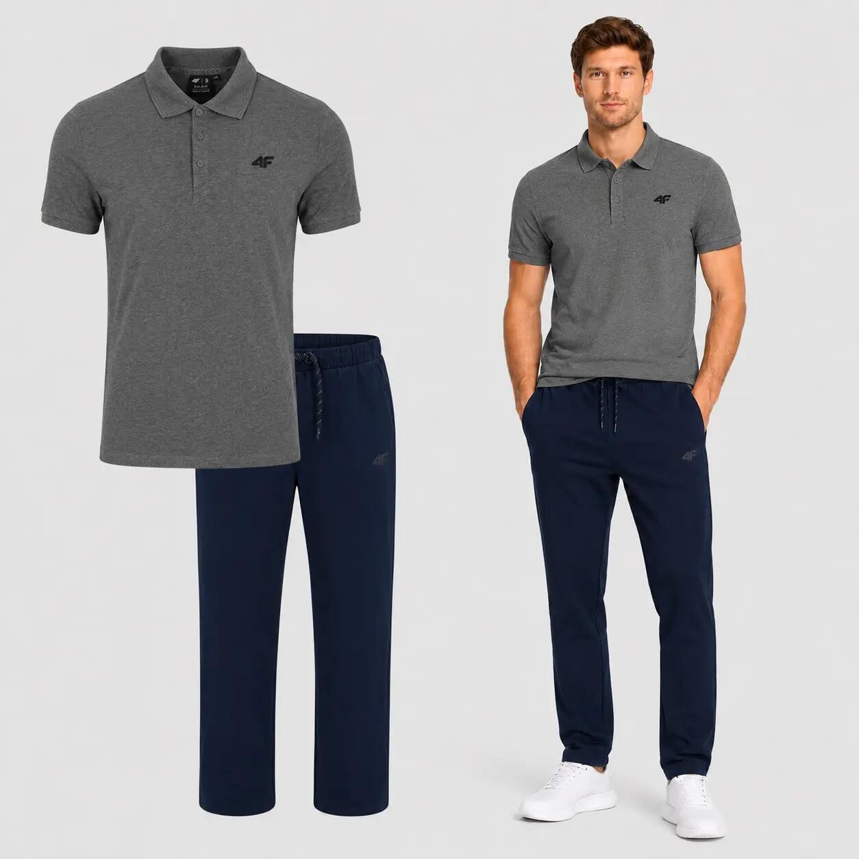 KOMPLET MĘSKI 4F ZESTAW T-SHIRT POLO + SPODNIE CASUAL NA CO 1/8