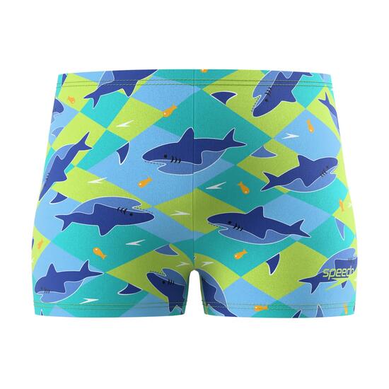 Short De Bain Moulant Motif/style Requin AQUA Garçon (Bleu / Vert Imprimé)