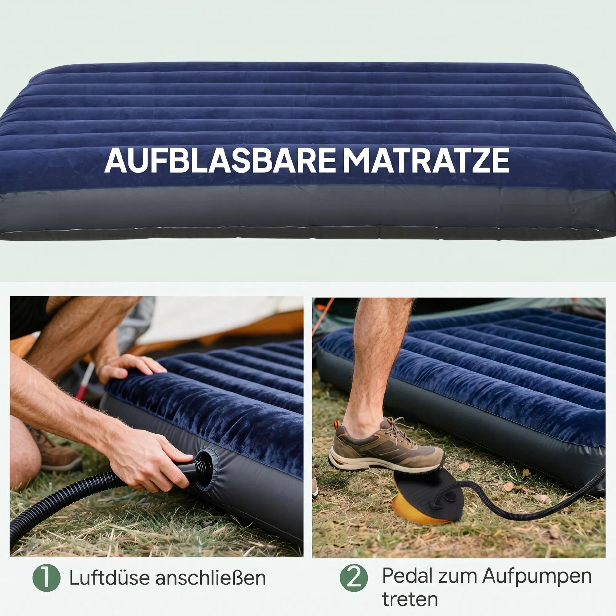 Ensemble tente de camping pour 2 personnes avec lit de camp et matelas gonflable 9/9