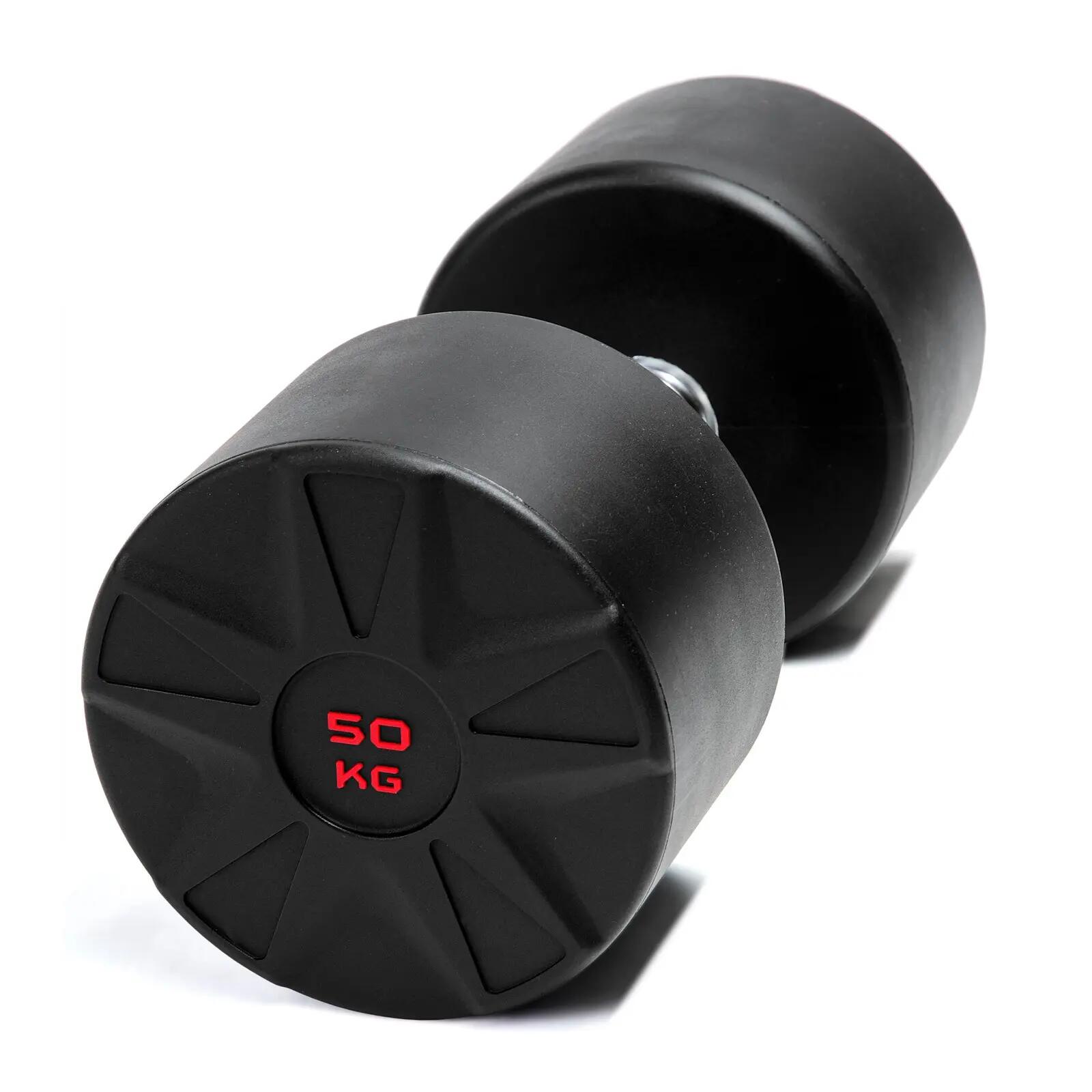 Halter - Fitness - Unisex - Taurus Polyurethaan Dumbbell 27,5 kg - Zwart/rood 3/4