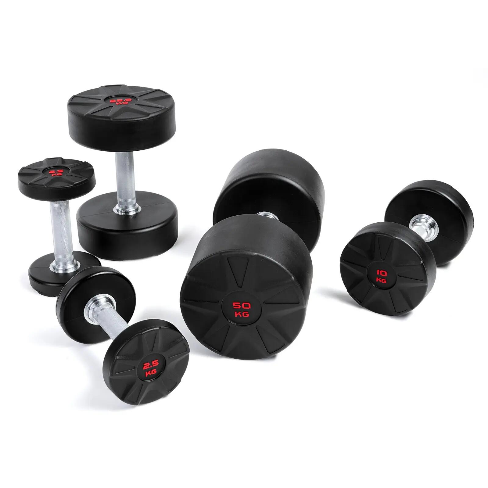 Halter - Fitness - Unisex - Taurus Polyurethaan Dumbbell 27,5 kg - Zwart/rood 2/4