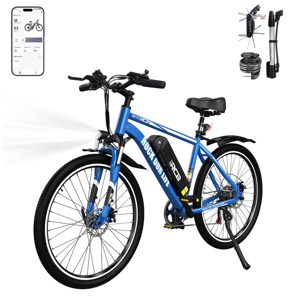 Electric Mountain Bike RK15,250W,26",hardtail,front susp,374Wh,30‑50km