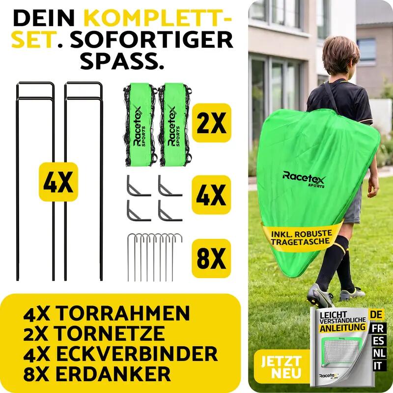 Kinder - fußball - pop-up-tore set - faltbar, neongrün 6/7