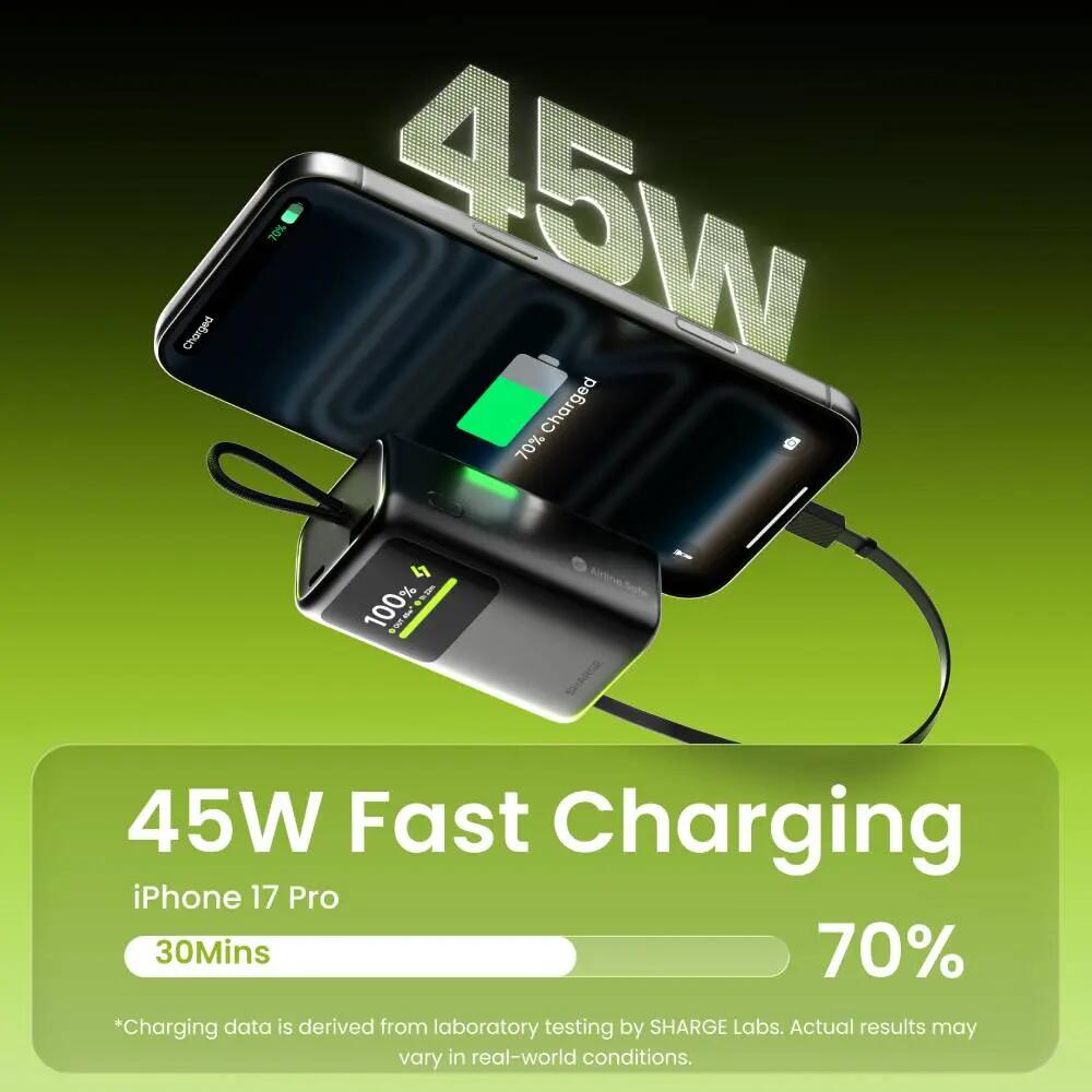 Retractable 45 Powerbank mit eingebautem USB-C-Kabel 4/8