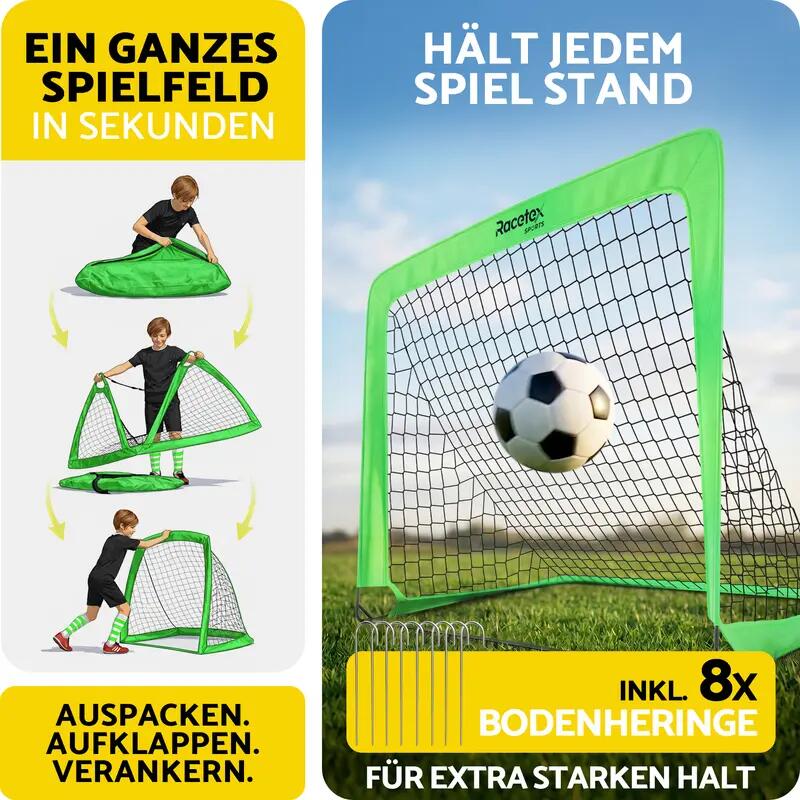 Kinder - fußball - pop-up-tore set - faltbar, neongrün 5/7