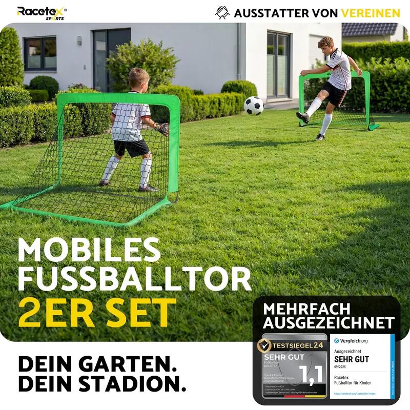 Kinder - fußball - pop-up-tore set - faltbar, neongrün 2/7