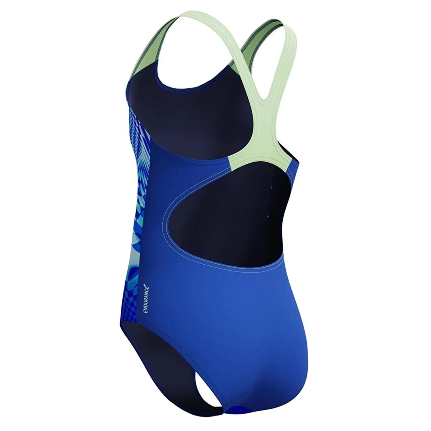 Maillot De Bain 1 Pièce Motif/style Mosaïque Fille (Bleu / Bleu Foncé Mosaïque) 6/6