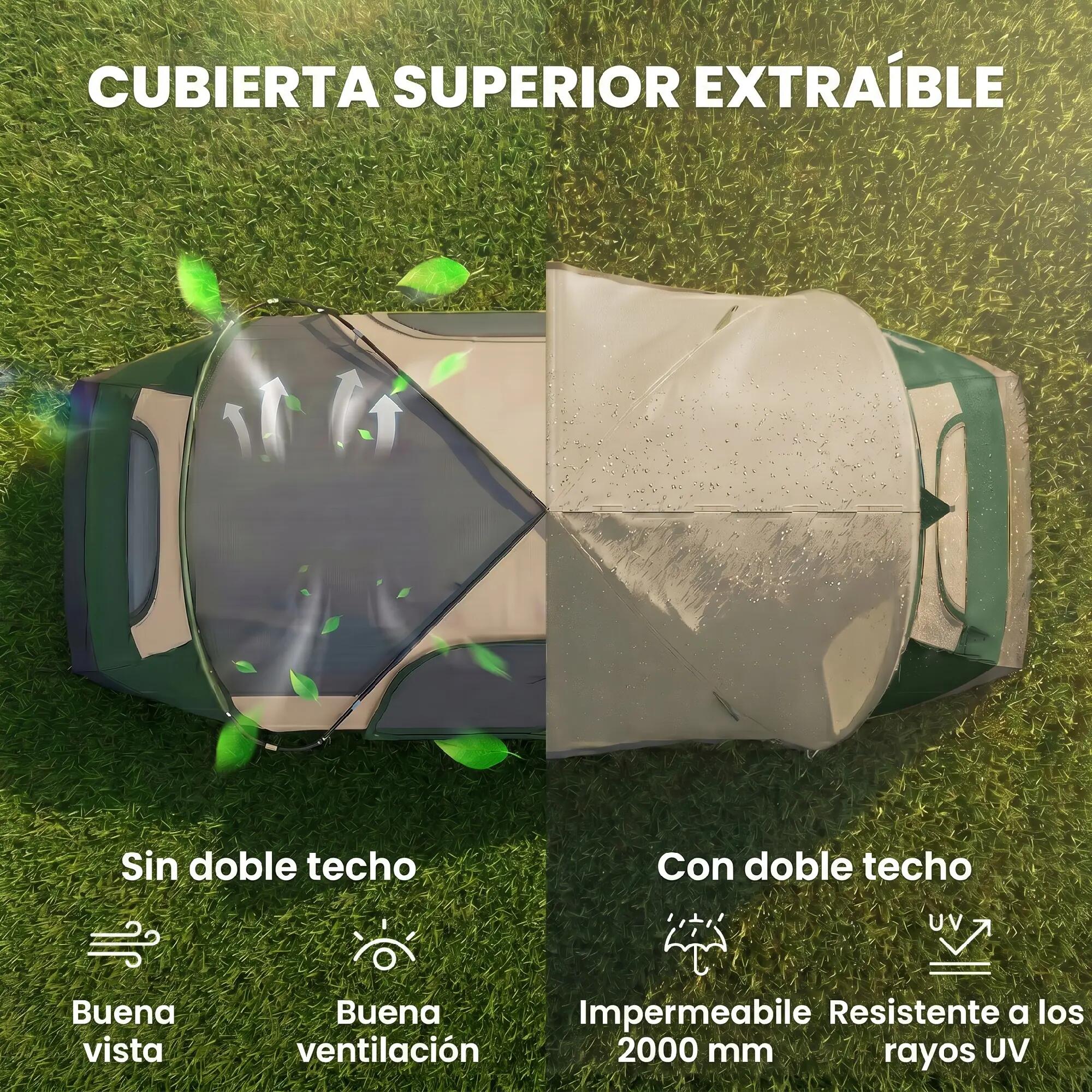Tente pliable 2 pièces sac transport étanche 450x215x180 cm vert olive marron 6/6