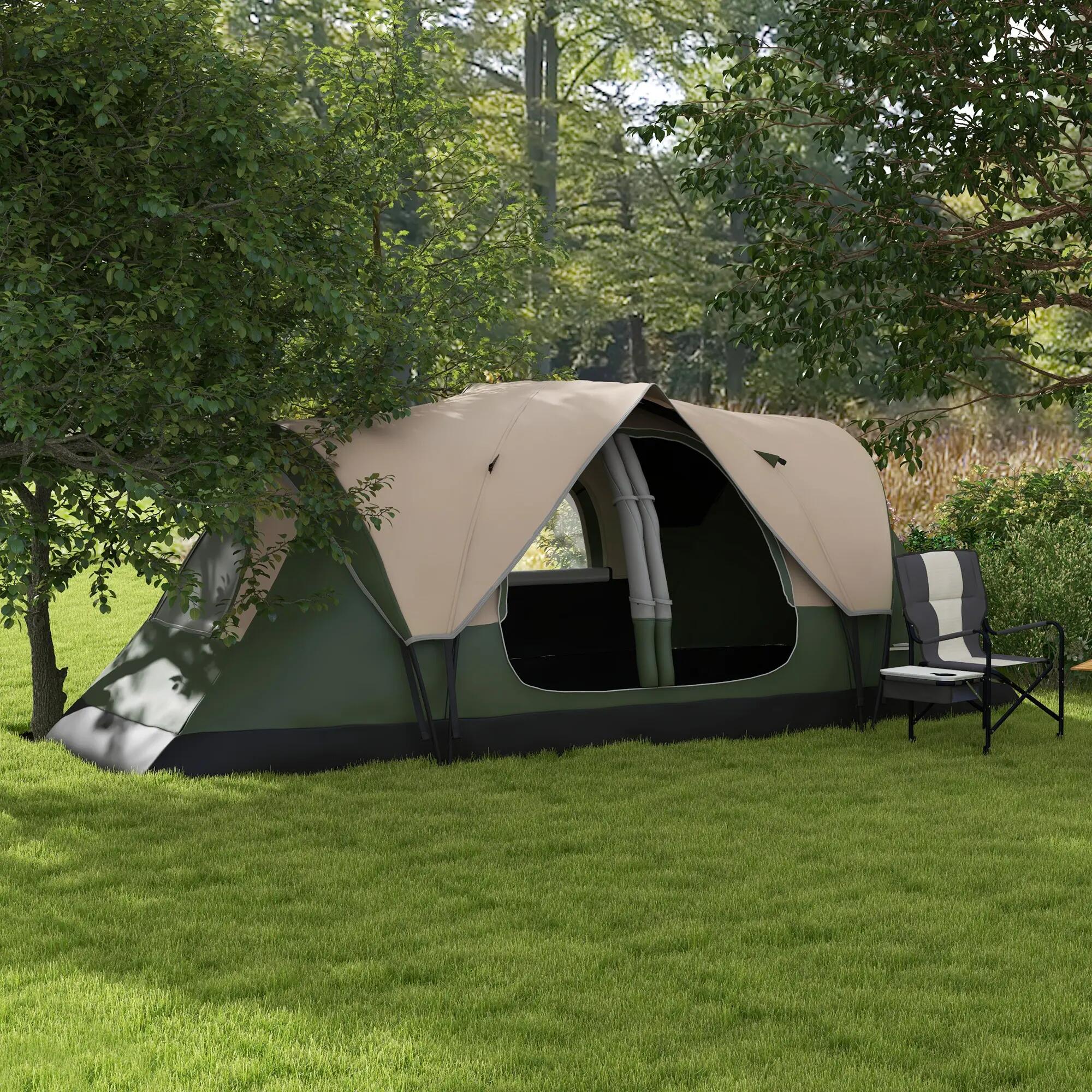 Tente pliable 2 pièces sac transport étanche 450x215x180 cm vert olive marron 4/6