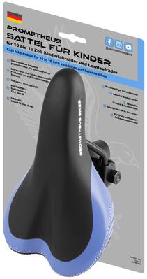 Fietszadel kinderfiets/loopfiets 10/12/14/16 inch premium ø22,2 mm blauw