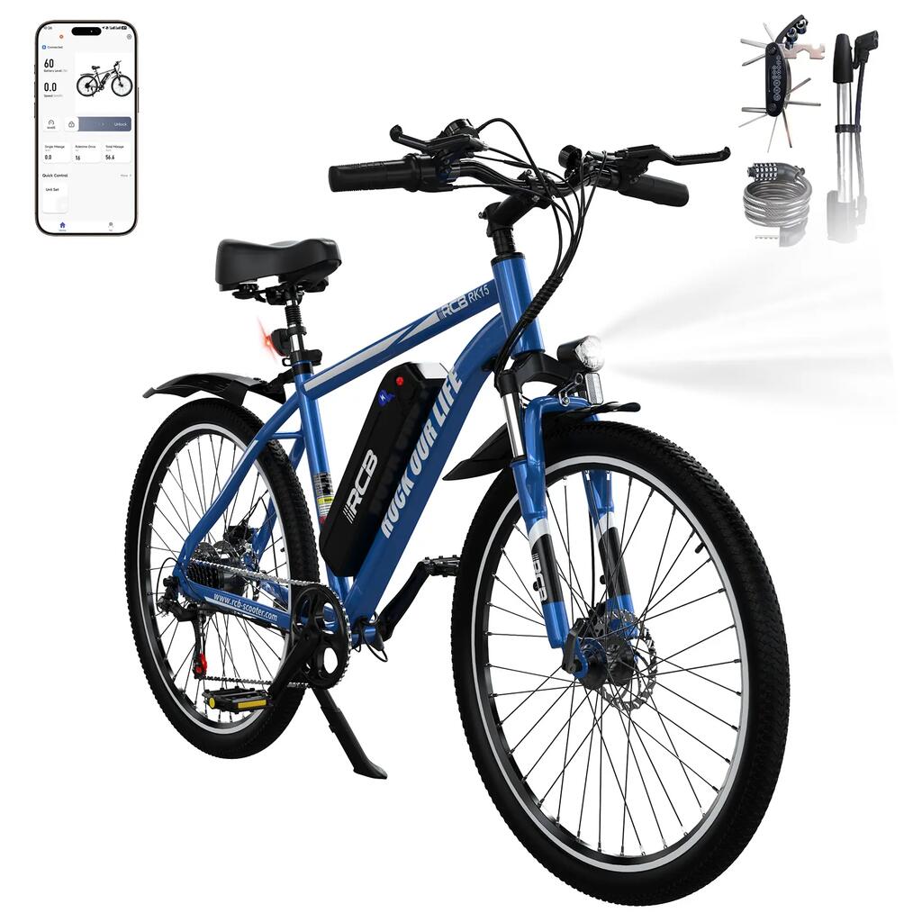 Electric Mountain Bike RK15,250W,26",hardtail,front susp,374Wh,30‑50km