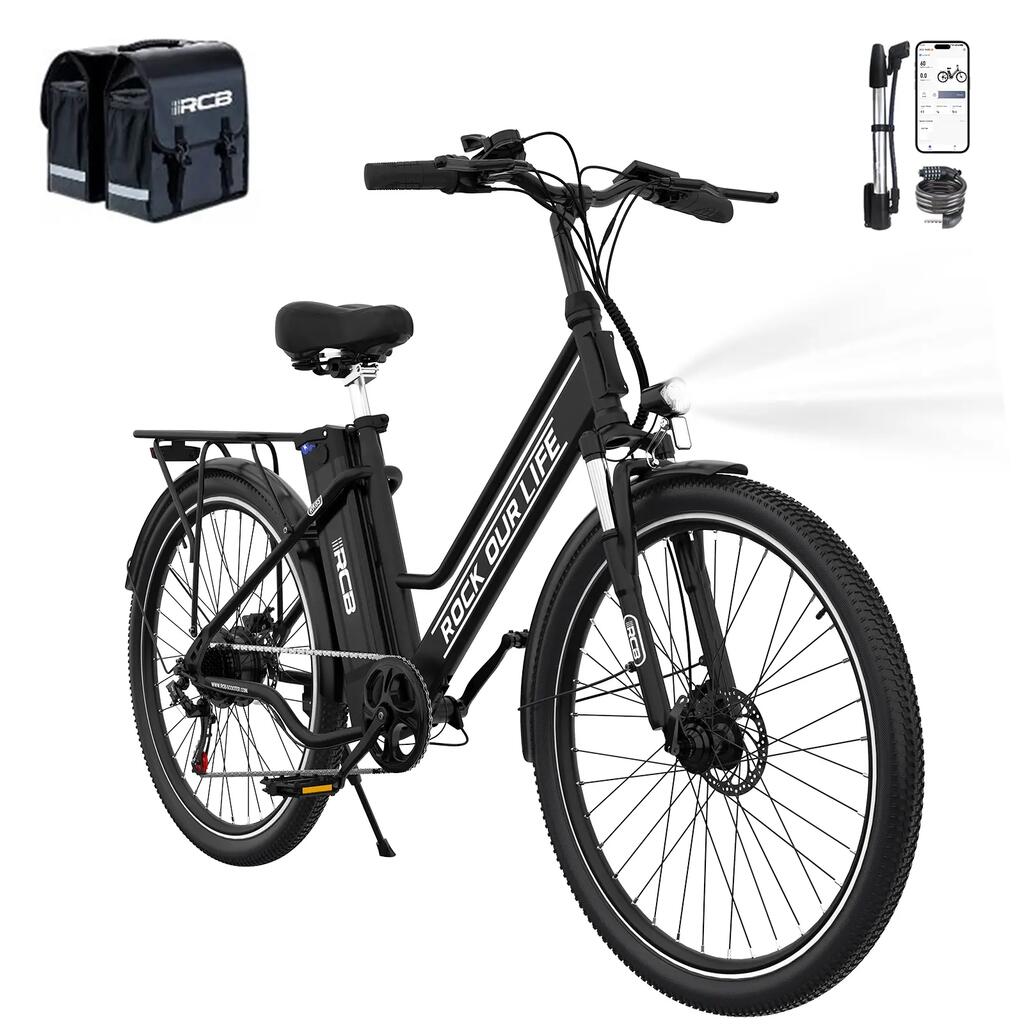 Electric City Bike RK8S, 250W, 26", step‑through, 374Wh battery, range 30‑50km
