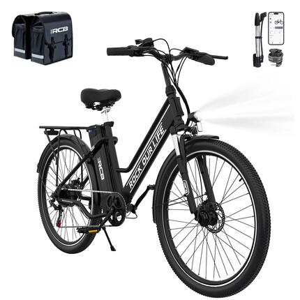 Rower elektryczny miejski RK8S 250W, 26 cali, 36V 10,4Ah, APP, zasięg 30‑50km