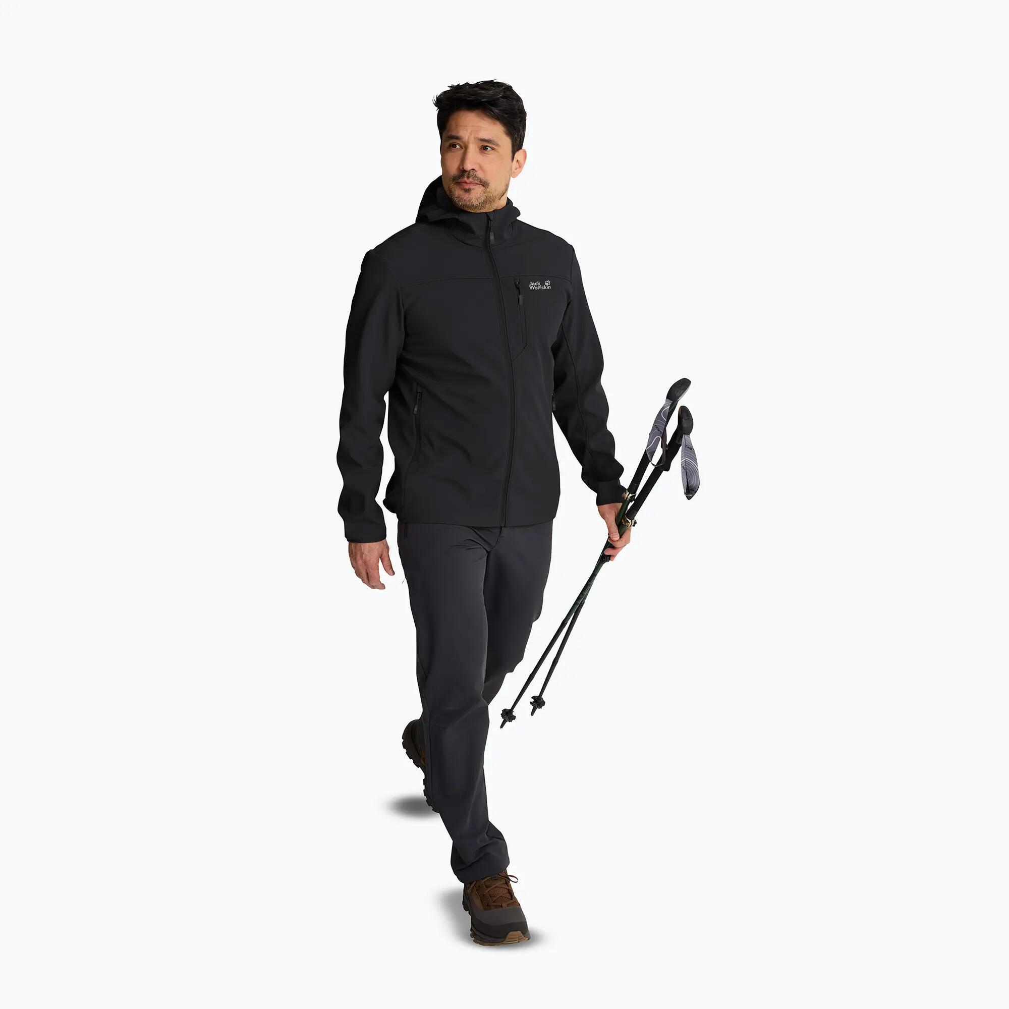 Heren winddichte jas Jack Wolfskin Wild Winds Hooded 3/7