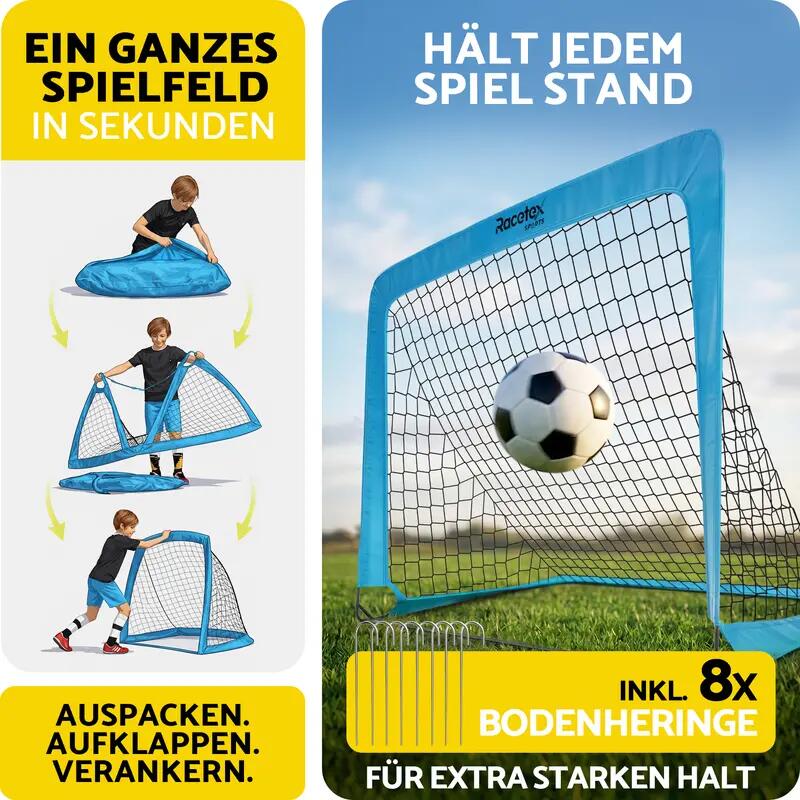Kinder - fußball - pop-up tore 2er - faltbar - racetex - blau 5/7